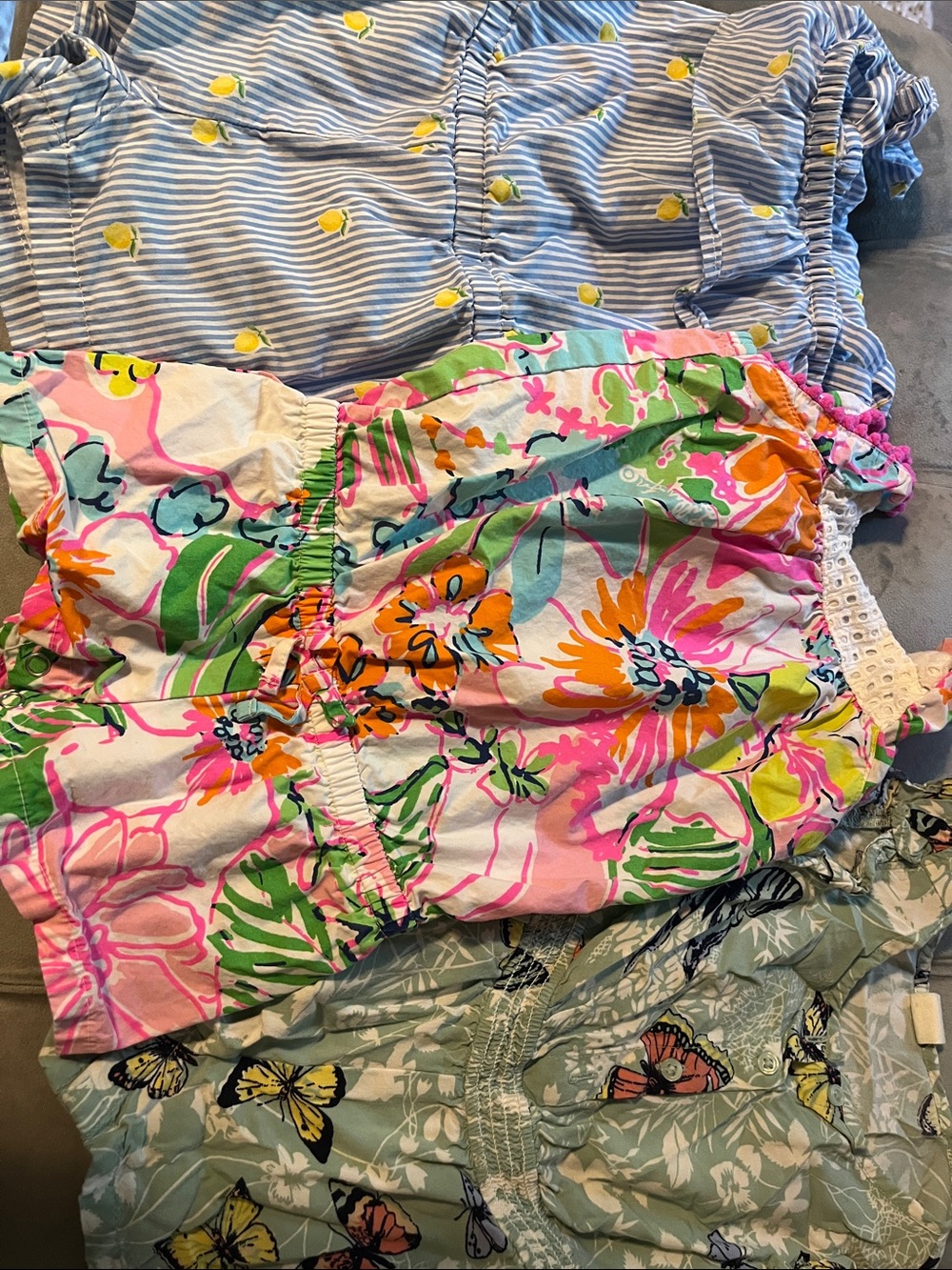 Lilly Pulitzer, Baby Gap, and Janie & Jack lot of 3 Rompers size 12-18 months